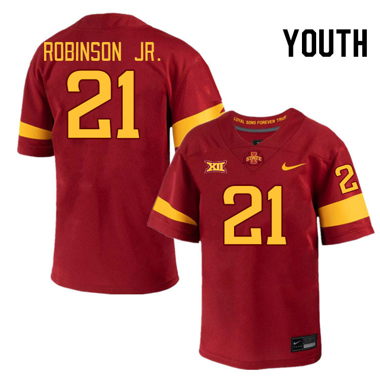 Youth #21 Ryan Robinson Jr. Iowa State Cyclones College Football Jerseys Stitched-Cardinal